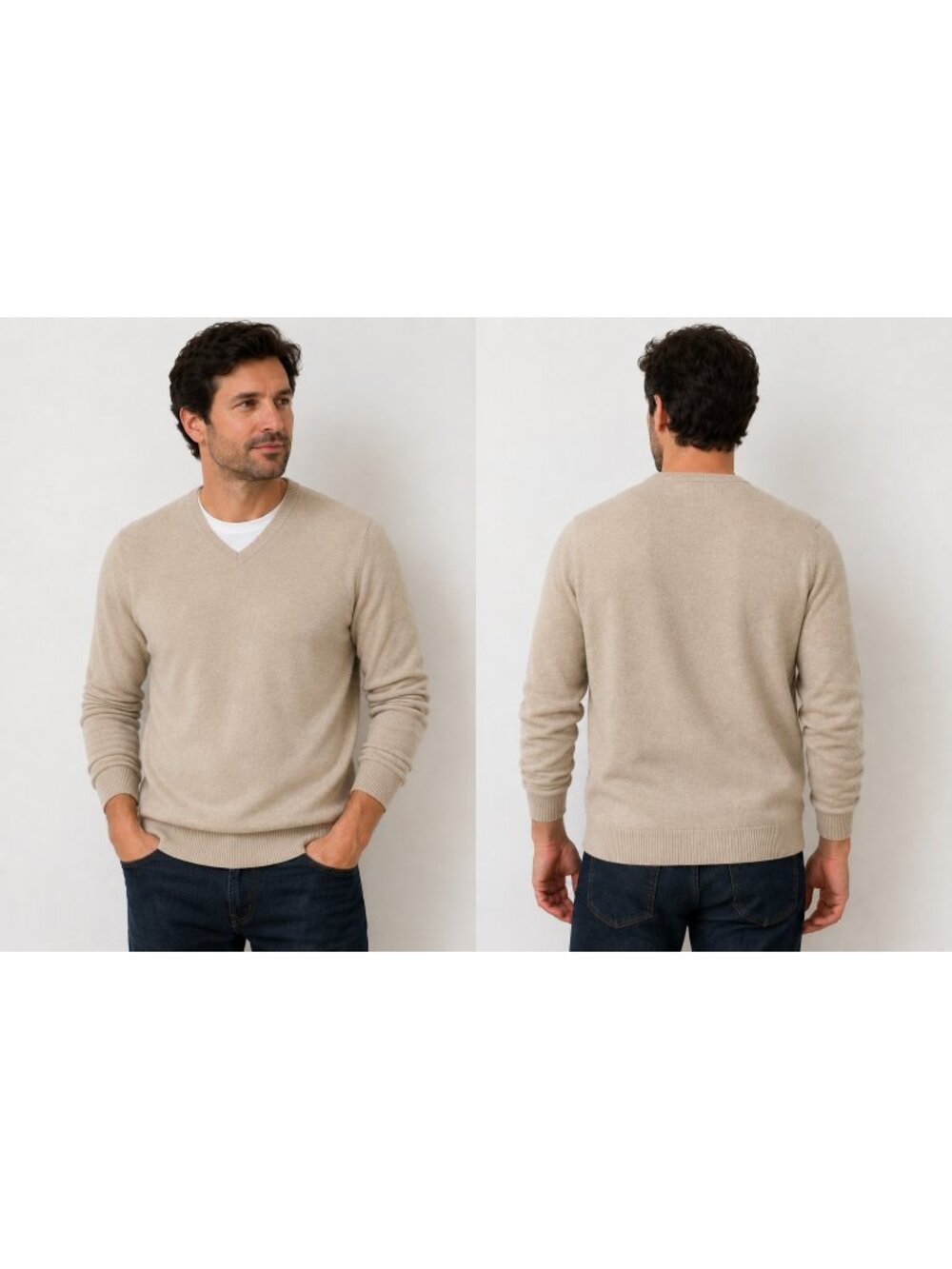 Raffi 100% Cashmere Sweater Men’s SZ Large  Beige Pullover Golf Academia